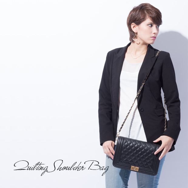 本革キルティングショルダーレザーバッグ