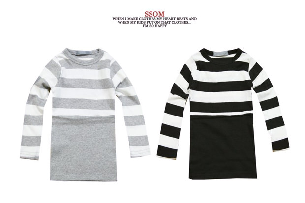 SSOM ボーダーロングシャツ(韓国子供服)：カラーバリエーション