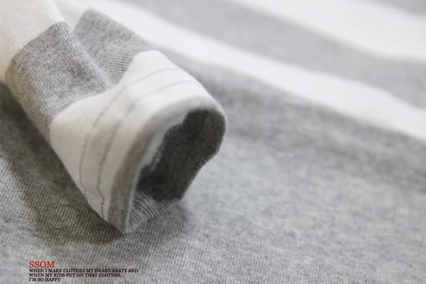 SSOM ボーダーロングシャツ(韓国子供服)：袖口詳細