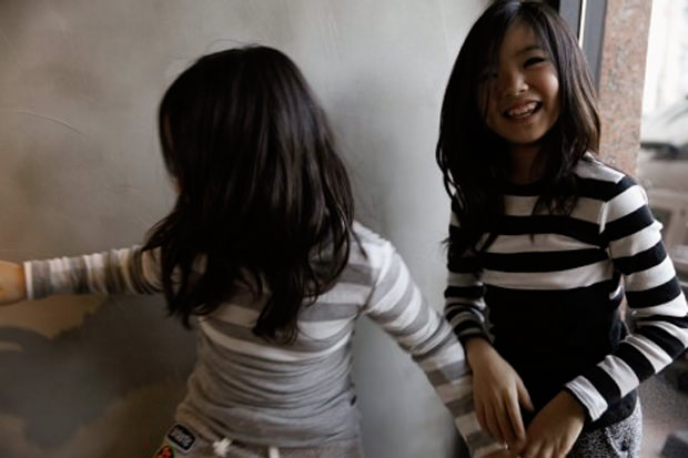 SSOM ボーダーロングシャツ(韓国子供服)：イメージ画像