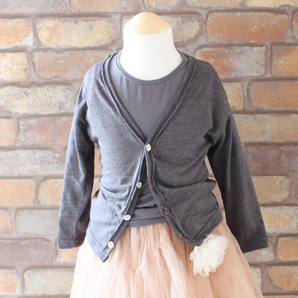 シンプルカーディガン：グレー