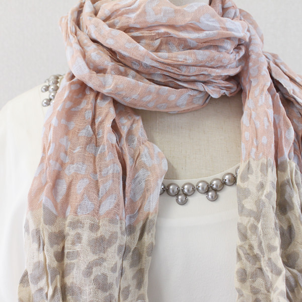 ツートーンカラーレオパード柄ストール：ピンク