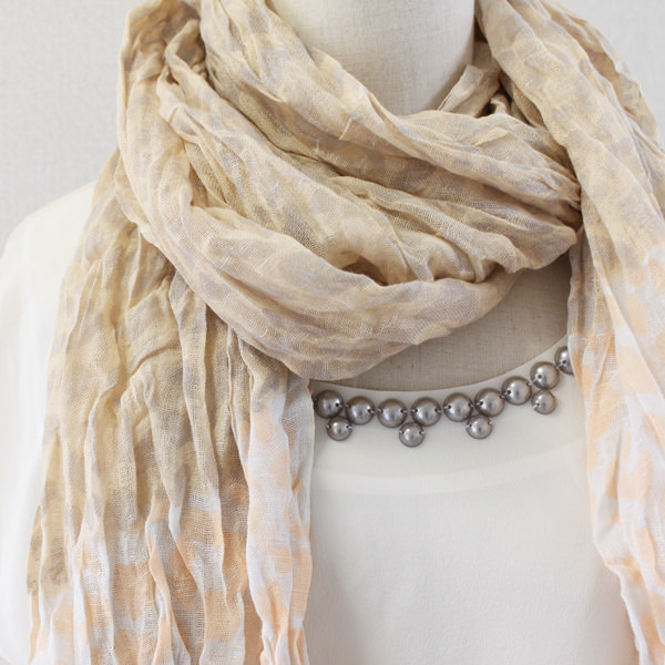 ツートーンカラーレオパード柄ストール：ベージュ