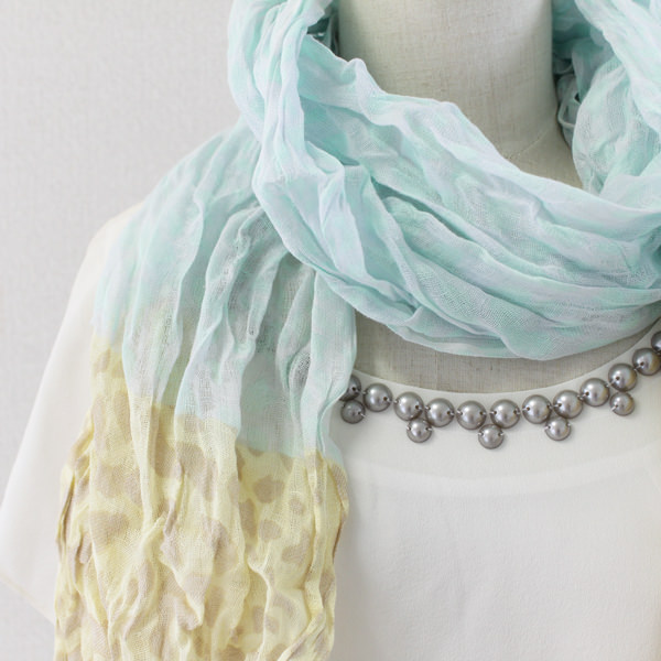 ツートーンカラーレオパード柄ストール：ミントグリーン