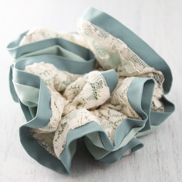 サテンレースシュシュ：グリーン