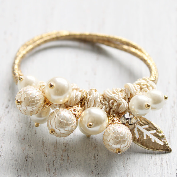 パール付きレースヘアゴム