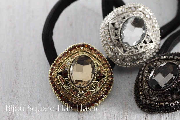 ビジューリボンヘアゴム(スクエア)