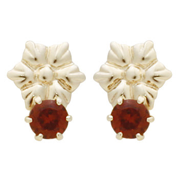 me.mini ガーネット付き雪の結晶イエローゴールドピアス